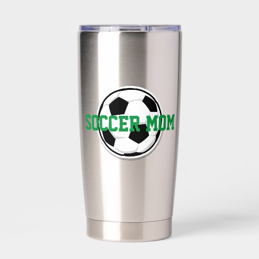 Fußball Mama Ball farbenfrohe Sportmannschaft Fans Thermobecher (Vorderseite)