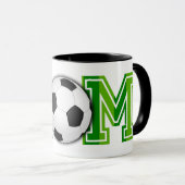 Fußball-Mama Ball und Feldfußball-Pitch Tasse (VorderseiteRechts)