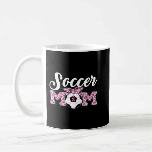 Fußball-Mama Brustkrebs Bewusstsein rosa Band Leo Kaffeetasse (Links)
