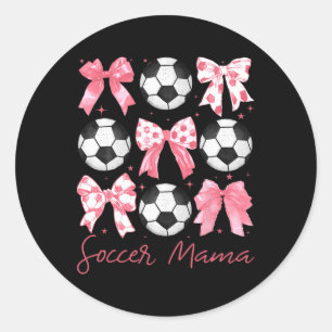 Fußball-Mama Coquette Rosa Schleife Damen Outfit  Runder Aufkleber