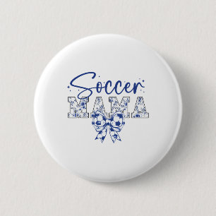 Fußball-Mama Coquette-Schleife Lustiger Fußball-An Button