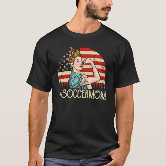 Fußball-Mama Fußball-Ball Frauen Amerikanische Fla T-Shirt (Vorderseite)