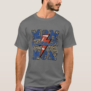 Fußball-Mama, Fußball-Blitz Bolt Leopard Blau T-Shirt