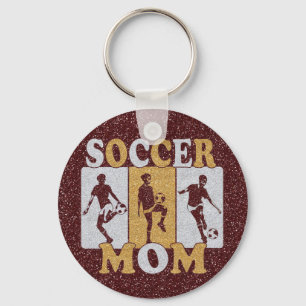 Fußball-Mama-Glitzer-Effekt Schlüsselanhänger