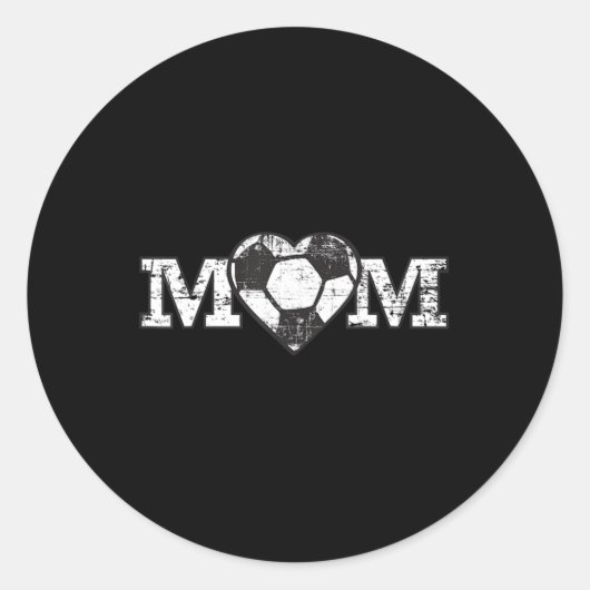 Fußball-Mama Herz Einfaches Fan Runder Aufkleber (Vorderseite)