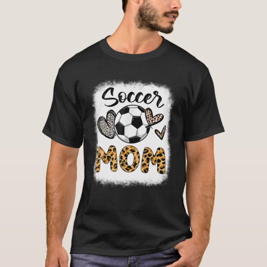 Fußball-Mama Herz Leopard gebleichte Printmütter T-Shirt (Vorderseite)