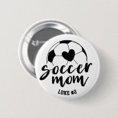 Fußball-Mama Herzball Personalisierter Name und Nu Button (Vorne & Hinten)