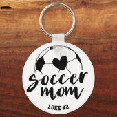Fußball-Mama Herzball Personalisierter Name und Nu Schlüsselanhänger (Vorderseite)