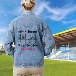 Fußball-Mama Kaffee und Fußball-Herzschlag Funny F Jeansjacke