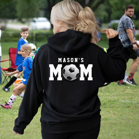 Fußball-Mama Kindername Mutterschwarz Hoodie
