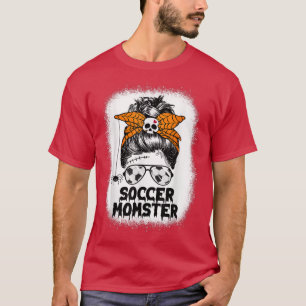 Fußball Mama Leben Messy Bun Halloween Women Fußba T-Shirt