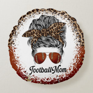 Fußball-Mama Leoparden-Druck  Rundes Kissen