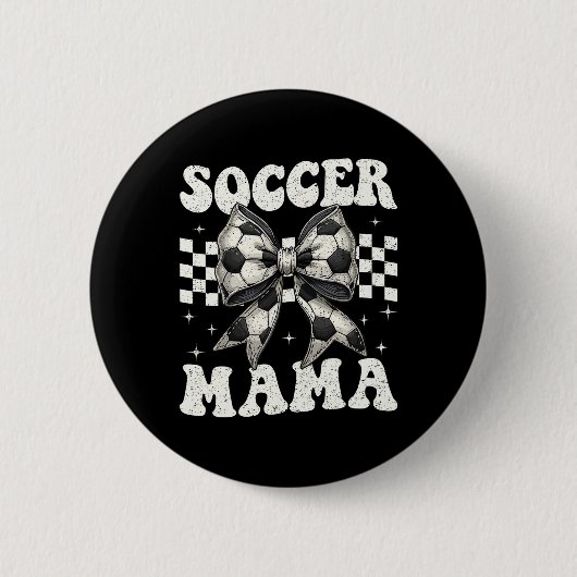 Fußball-Mama Lustige Kokette Schleife Mutter Mutti Button (Vorderseite)