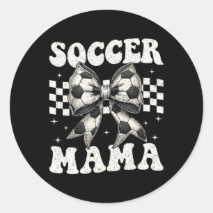 Fußball-Mama Lustige Kokette Schleife Mutter Mutti Runder Aufkleber