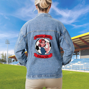 Fußball-Mama mit Balls Vintag-Fußball-Mama Jeansjacke