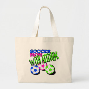 Fußball-Mama mit Höflichkeit Jumbo Stoffbeutel