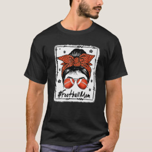 Fußball Mama mit Leopard und Messy Bun Mother's D T-Shirt