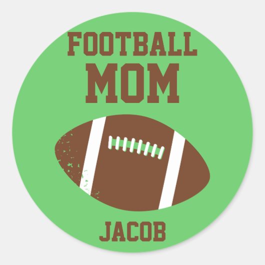 Fußball-Mama mit Name Braun Runder Aufkleber (Vorderseite)