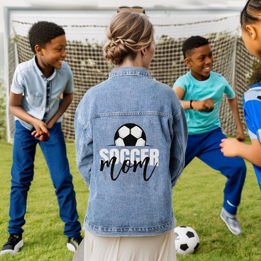 Fußball-Mama Schwarz-Weiß-Fußball Jeansjacke