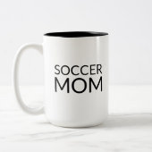 Fußball-Mama, Schwarz-weiße Keramik Zweifarbige Tasse (Links)