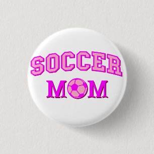 Fußball-Mama Zeichnend und Text ganz rosa Button