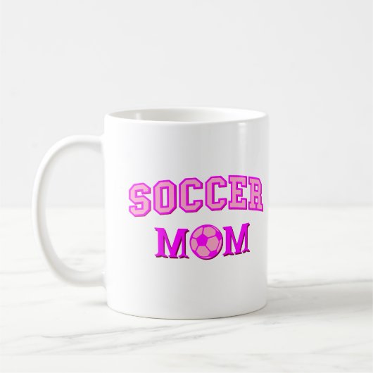 Fußball-Mama Zeichnend und Text ganz rosa Kaffeetasse (Links)
