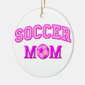 Fußball-Mama Zeichnend und Text ganz rosa Keramik Ornament (Links)