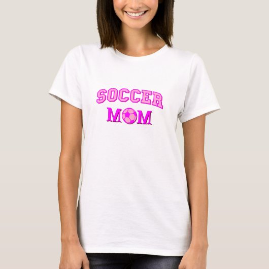 Fußball-Mama Zeichnend und Text ganz rosa T-Shirt (Vorderseite)