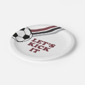 Fußball-Maroon-Streifen Lassen Sie uns ihn zum Geb Pappteller (Schrägansicht)