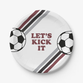 Fußball-Maroon-Streifen Lassen Sie uns ihn zum Geb Pappteller