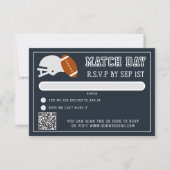 Fußball Match Navy Blue Wedding Game Day RSVP Karte (Vorderseite)