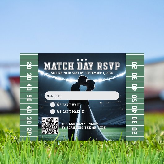 Fußball-Match-Ticket Hochzeit QR-Code RSVP Karte