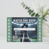 Fußball-Match-Ticket Hochzeit QR-Code RSVP Karte (Stehend Vorderseite)