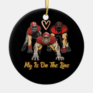 Fußball Mein Herz ist auf der Linie Offensive Line Keramik Ornament