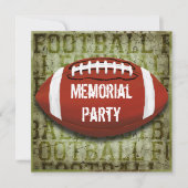 Fußball-Memorial Party Vintag Green Grunge Einladung (Vorderseite)