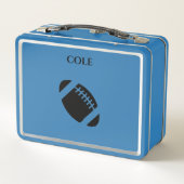 Fußball Metal Lunchbox in hellblau/individuelle Na (Rückseite)