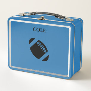 Fußball Metal Lunchbox in hellblau/individuelle Na