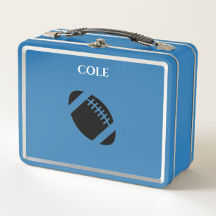 Fußball Metal Lunchbox in hellblau/individuelle Na