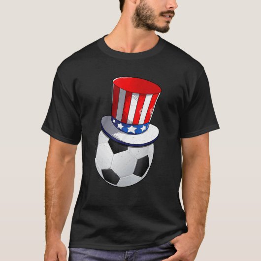 Fußball mit amerikanischer Fahne, Patriotic am 4.  T-Shirt (Vorderseite)