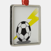 Fußball mit Blitzbolzen Silbernes Ornament (Rechts)