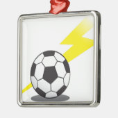 Fußball mit Blitzbolzen Silbernes Ornament (Links)