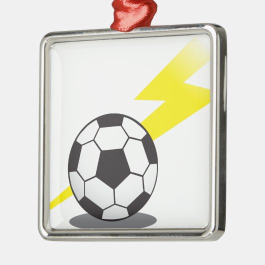 Fußball mit Blitzbolzen Silbernes Ornament (Links)