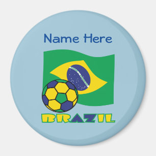 Fußball mit brasilianischer Flagge Blau Personalis Magnet