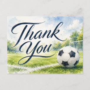 Fußball mit Dank an alles, was du auf grünem  tust Postkarte
