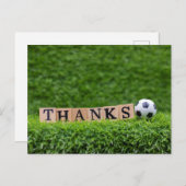 Fußball mit Dankworten ist auf grünem Gras Postkarte (Vorne/Hinten)