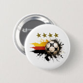 Fußball mit deutscher Flagge und vier goldene Ster Button (Vorne & Hinten)