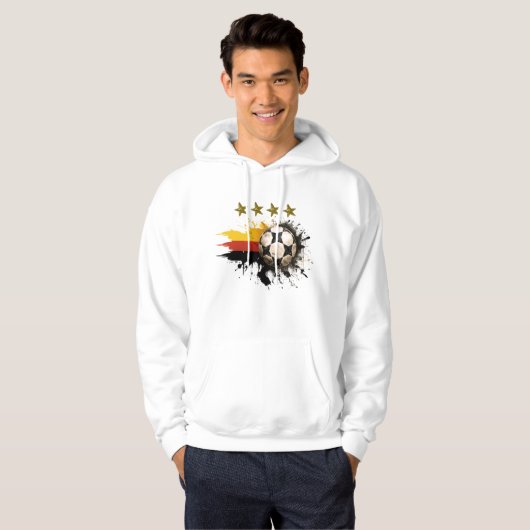 Fußball mit deutscher Flagge und vier goldene Ster Hoodie (Vorne ganz)