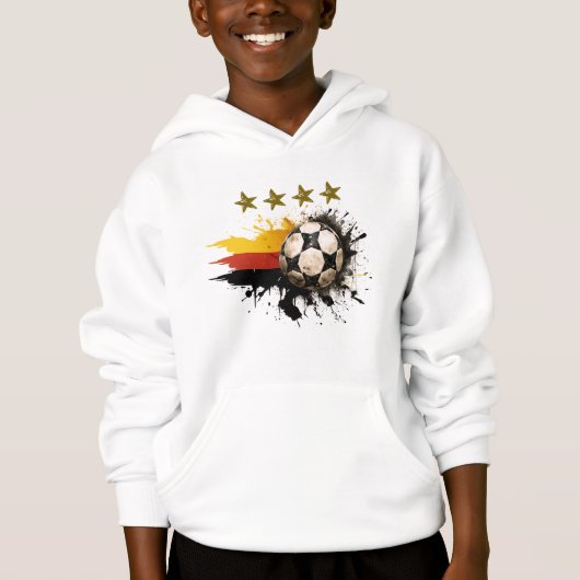 Fußball mit deutscher Flagge und vier goldene Ster Hoodie (Vorderseite)