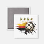 Fußball mit deutscher Flagge und vier goldene Ster Magnet (Vorderseite/Rückseite)