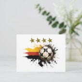 Fußball mit deutscher Flagge und vier goldene Ster Postkarte (Stehend Vorderseite)